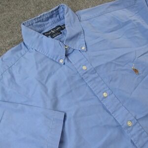 Ralph Lauren Shirt Blake Mens Extra Large Short Sleeve Flesh Pony Logo Blue READ